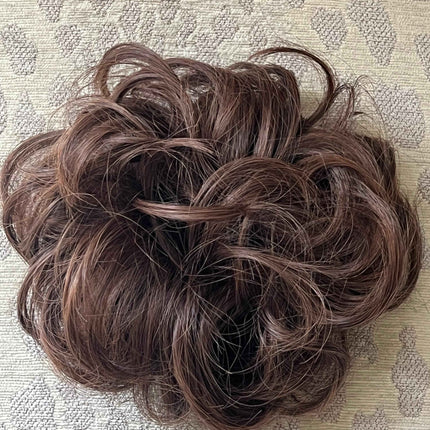 Tillstyle elastic messy bun hair piece curly hair bun pieces caramel brown