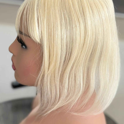 Till style remy human Hair Toppers with bangs light  blonde