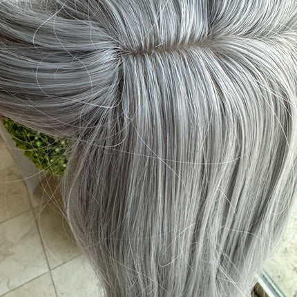 Tillstyle long silver wig with bangs straight wig for women 26 inch