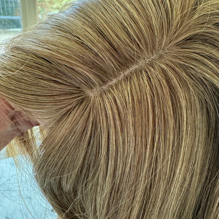Ash brown mix ash blonde Hair Toppers For Women with butterfly Bangs