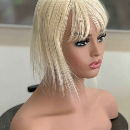 Till style remy human Hair Toppers with bangs light  blonde