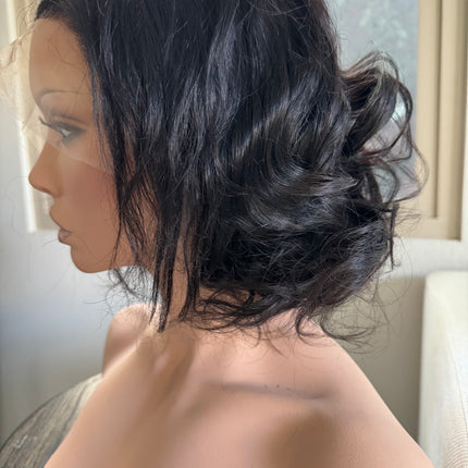 Lace front Wavy Bob wig 100% human hair 12 inch short  bob wavy glue-less
