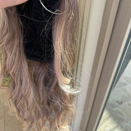 Tillstyle long ombre dirty blonde wavy for women 26 inch middle part water wave wig