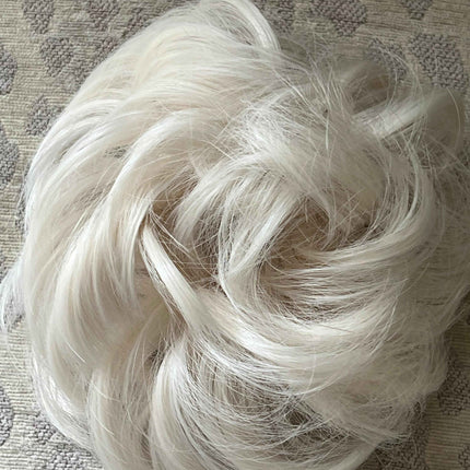 Tillstyle elastic messy bun hair piece curly hair bun pieces bleach blonde