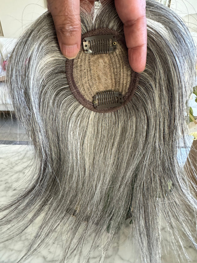 Tillstyle Real Human Hair Toppers for women salt and pepper