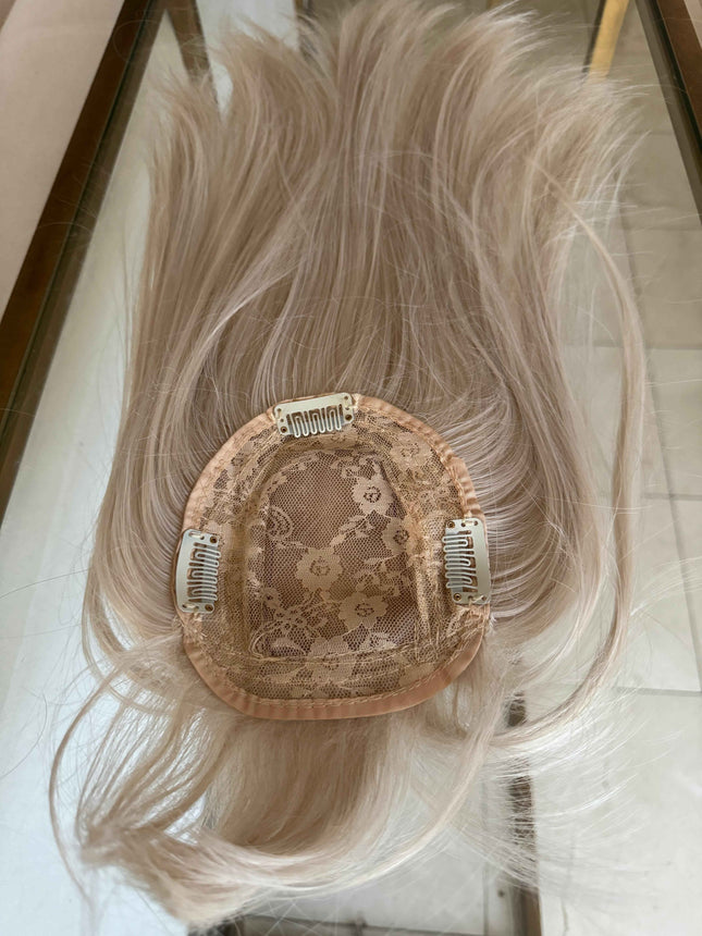 Tillstyle White hair topper with bangs/ash blonde highlighted