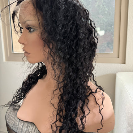 Black Deep wave 100% human hair lace front wigs for women brazilian hair
