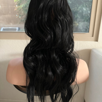 Till style black loose body wave invisible wire hair extensions with removable clips
