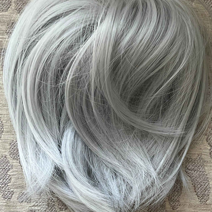 Tillstyle elastic Hair scrunchie bun tousled updo chignon light grey blonde white straight hair