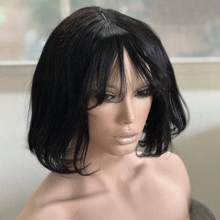 Short Bob wigs with bangs 100% human hair bob wigs glue-less middle part