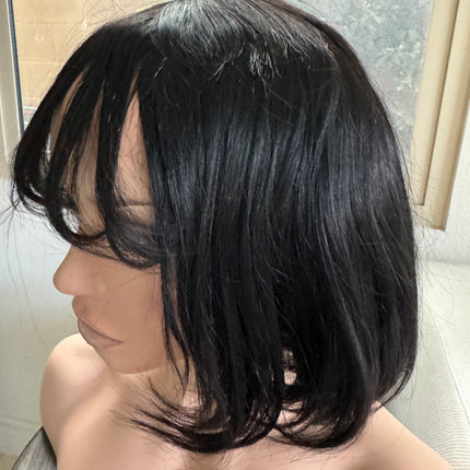 Short Bob wigs with bangs 100% human hair bob wigs glue-less middle part