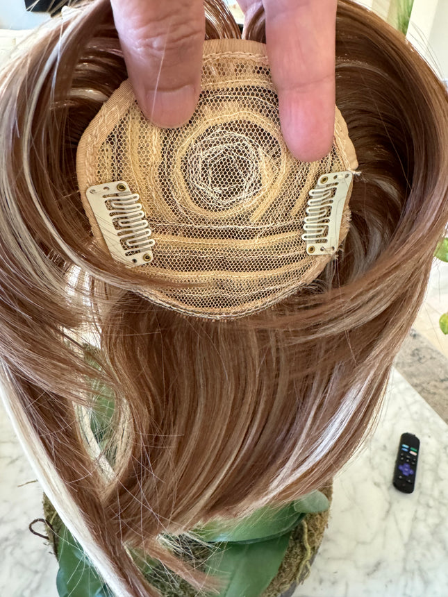 Tillstyle  brown blonde highlighted hair piece  brown clip in hair toppers