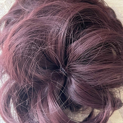 Tillstyle  elastic messy hair bun curly hair bun pieces hair scrunchie burgundy