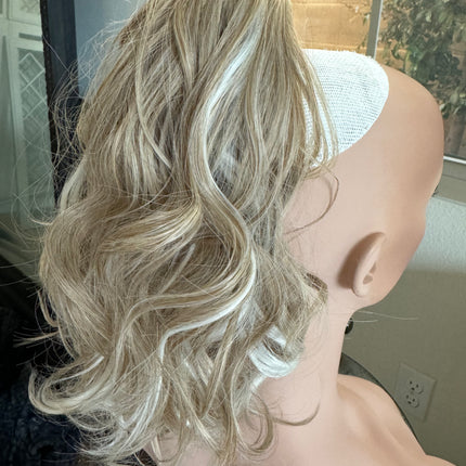 Tillstyle  white blonde /ash brown loose body wave clip in ponytail