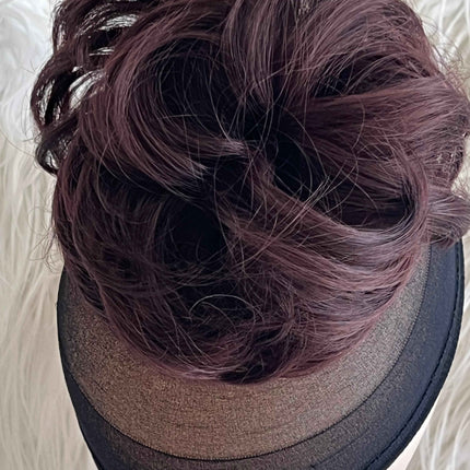 Tillstyle  elastic messy hair bun curly hair bun pieces hair scrunchie burgundy