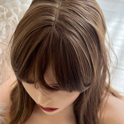 Synthetic hair toppers with bangs ombre with highlights clip in hair topper