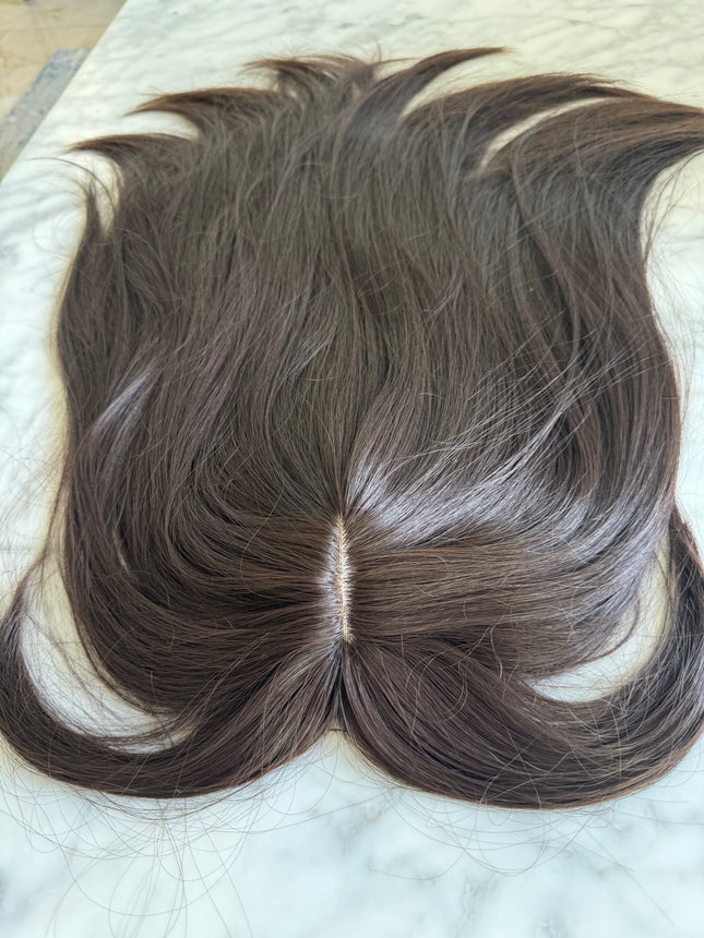 Tillstyle  black dark brown Toppers For Women with butterfly Bangs lace base