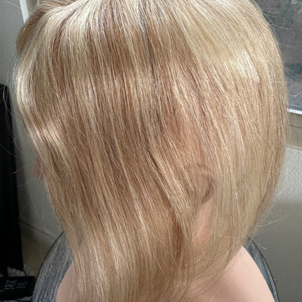 Till style remy human Hair Toppers for women blonde ash brown highlights