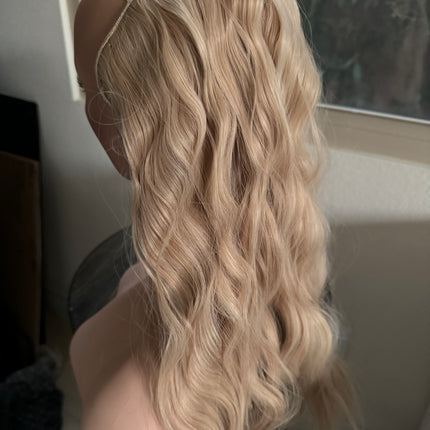 Till style loose body wave invisible wire hair extensions with removable clips