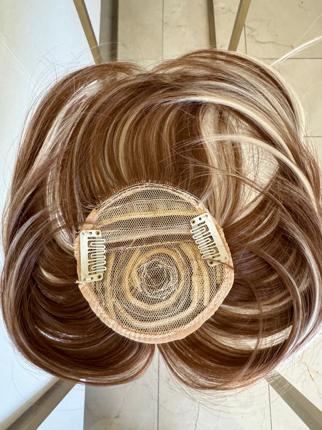 Tillstyle medium brown blonde highlighted hair piece  brown clip in hair toppers