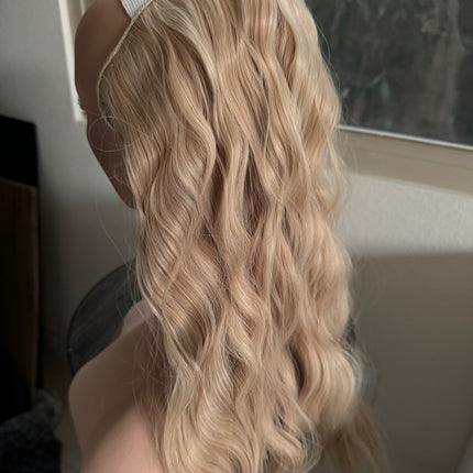Till style loose body wave invisible wire hair extensions with removable clips