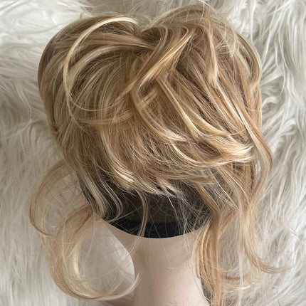 Tillstyle elastic hair bun scrunchie straight hair orange caramel highlighted