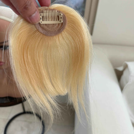 Tillstyle clip in human hair french bangs bright blonde