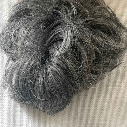 Tillstyle elastic messy bun hair piece curly hair bun pieces scrunchies salt and pepper grey with mixed white