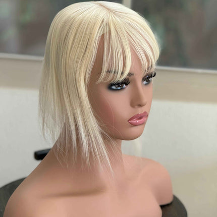 Till style remy human Hair Toppers with bangs light  blonde
