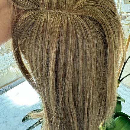 Ash brown mix ash blonde Hair Toppers For Women with butterfly Bangs