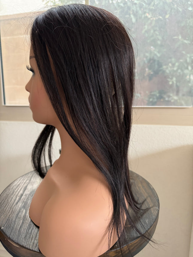 Tillstyle 100% human hair black hair piece  clip in hair toppers