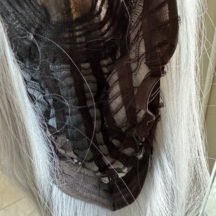 Tillstyle long silver wig with bangs straight wig for women 26 inch