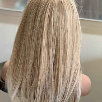 Tillstyle  platinum blonde mix homey blonde hair toppers with butterfly bangs