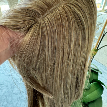 Ash brown mix ash blonde Hair Toppers For Women with butterfly Bangs