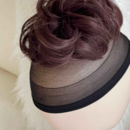 Tillstyle  elastic messy hair bun curly hair bun pieces hair scrunchie burgundy