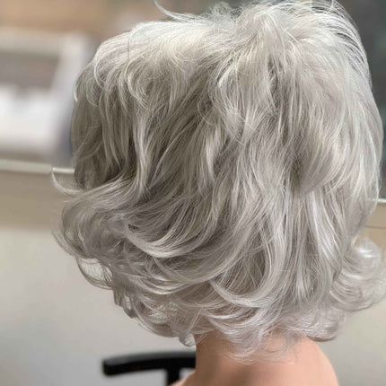 Tillstyle  silver white curly wig /short wig