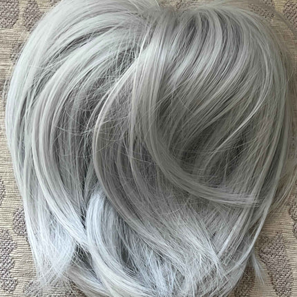 Tillstyle elastic Hair scrunchie bun tousled updo chignon light grey blonde white straight hair