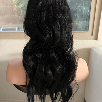 Till style black loose body wave invisible wire hair extensions with removable clips
