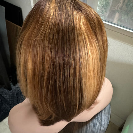 Bob wig 100% human hair lace front bob wigs for women  ombre brown