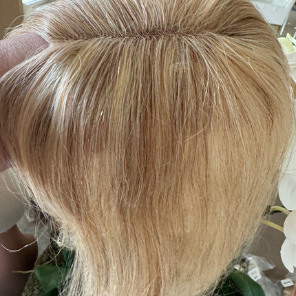 Till style remy human Hair Toppers for women ash blonde highlighted