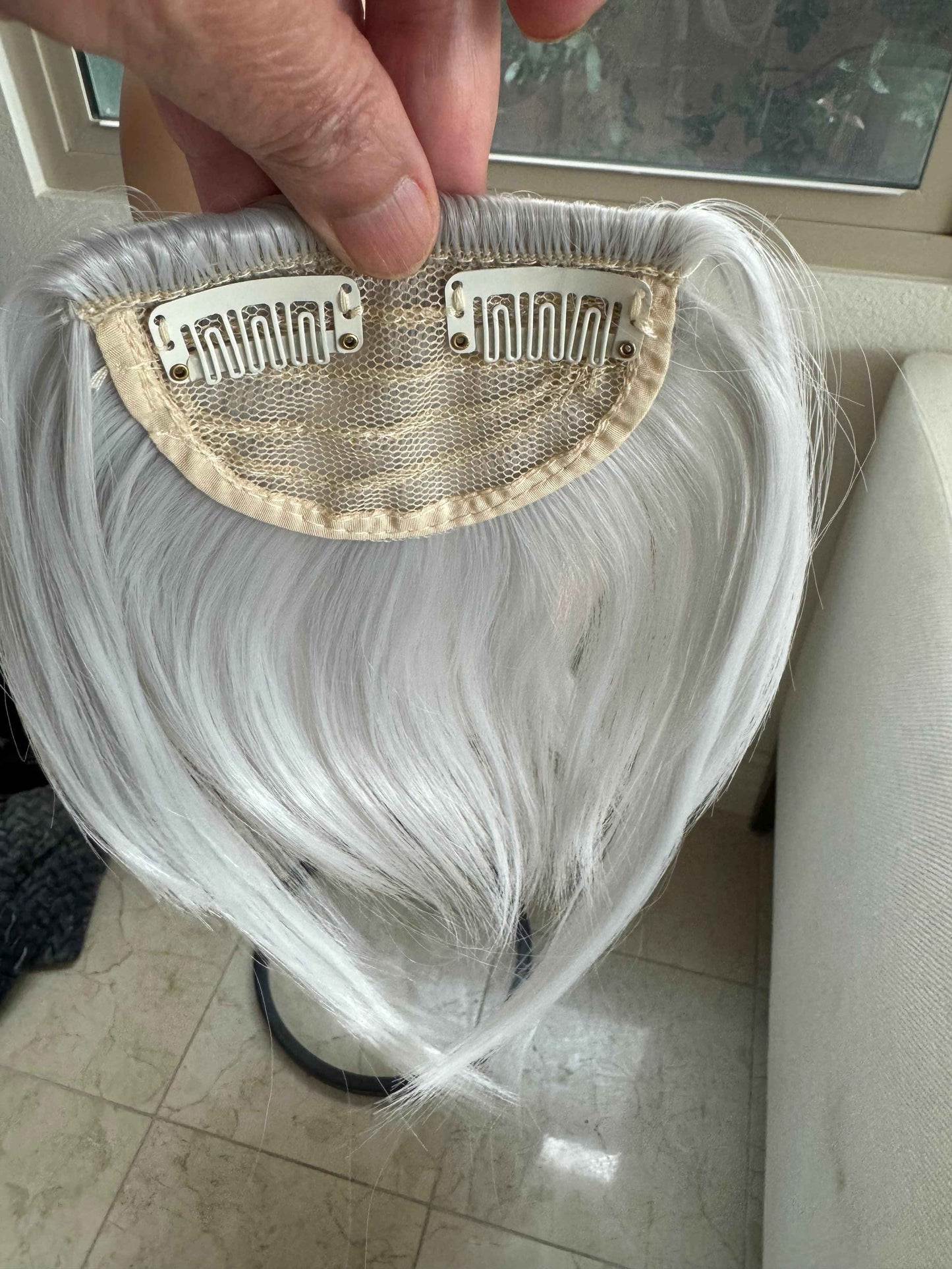 Tillstyle light grey large clip in bangs thick bangs /thinning crown