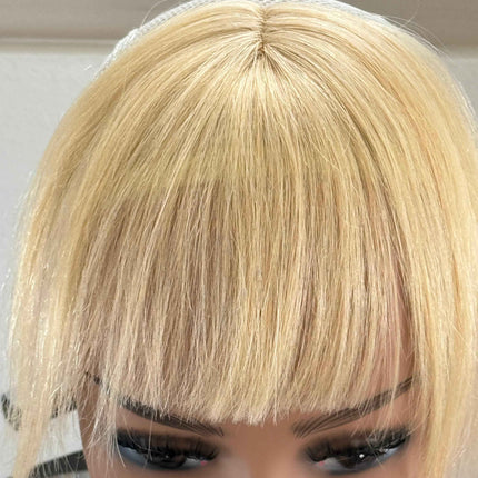 Tillstyle clip in human hair french bangs bright blonde