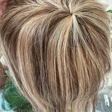 Till style human Hair Toppers for women ash brown ombre blonde Highlights