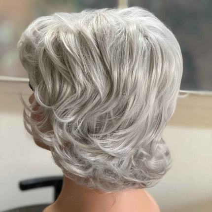 Tillstyle  grey white curly wig /short wig