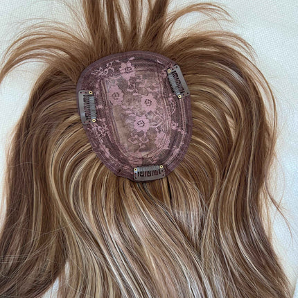Synthetic hair toppers with bangs ombre with highlights clip in hair topper