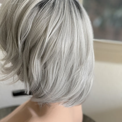 Tillstyle silver with dark roots layered wig /short wig