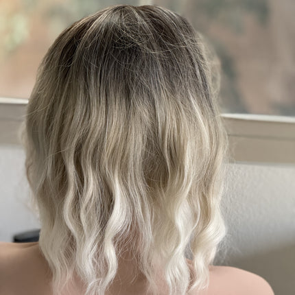 Tillstyle platinum blonde ash blonde wig loose body wave air bangs