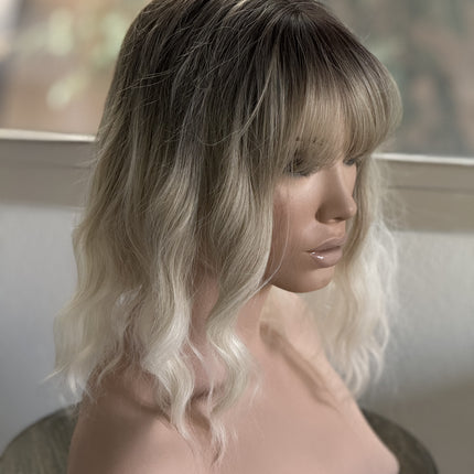Tillstyle platinum blonde ash blonde wig loose body wave air bangs