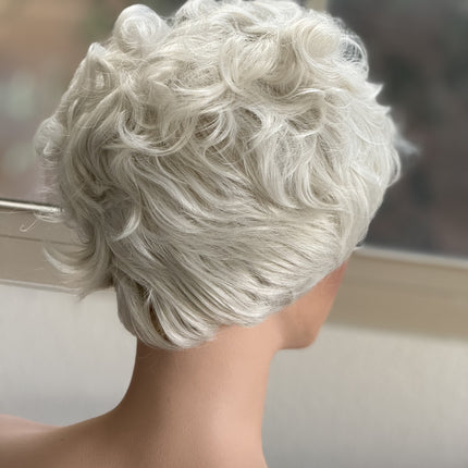 Tillstyle  pale white curly wig /short wig