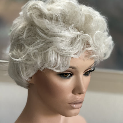 Tillstyle  pale white curly wig /short wig